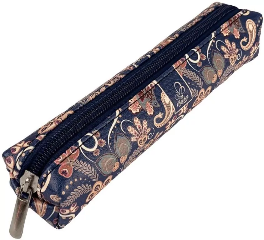 Piórnik mini prostokąt Paisley kwiaty niebieskie - tantis.pl