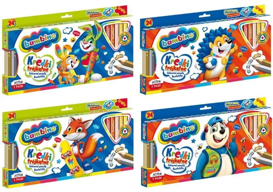 Kredki trójkątne Bambino. 24 kolory - tantis.pl
