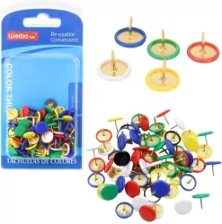 Pinezki z płaską główką biurowe kolorowe