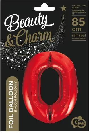 Balon foliowy. Cyfra 0. Czerwony 85cm - tantis.pl