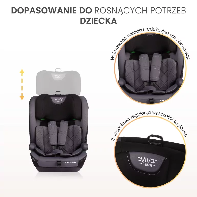 Caretero Fotelik Vivo grafitowy (76-150cm) - tantis.pl