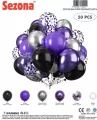 Balony czarne, fioletowe, konfetti 50szt - tantis.pl