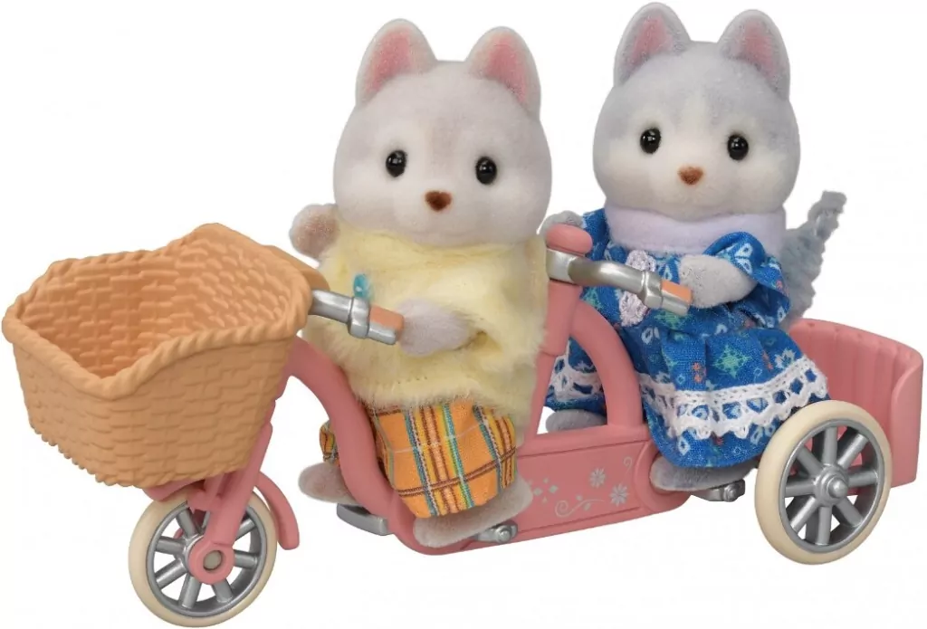 Sylvanian Families. Tandem na rowerze. Pieski Husky. Zestaw z figurkami - tantis.pl
