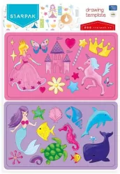 Plastikowy szablon rysunkowy, księżniczki