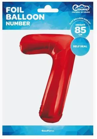 Balon foliowy Cyfra 7 czerwona, 85cm - tantis.pl