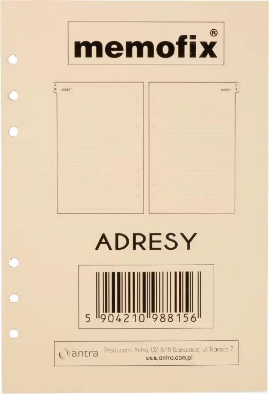 Wkład do organizera MEM/A5. Adresy - tantis.pl