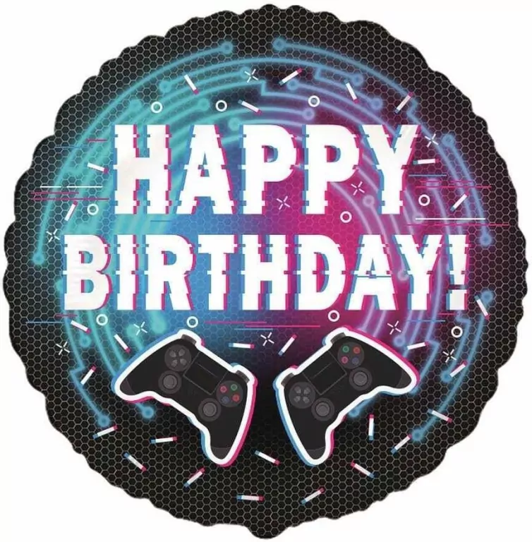 Balon foliowy Happy Birthday Kontroler 45cm - tantis.pl