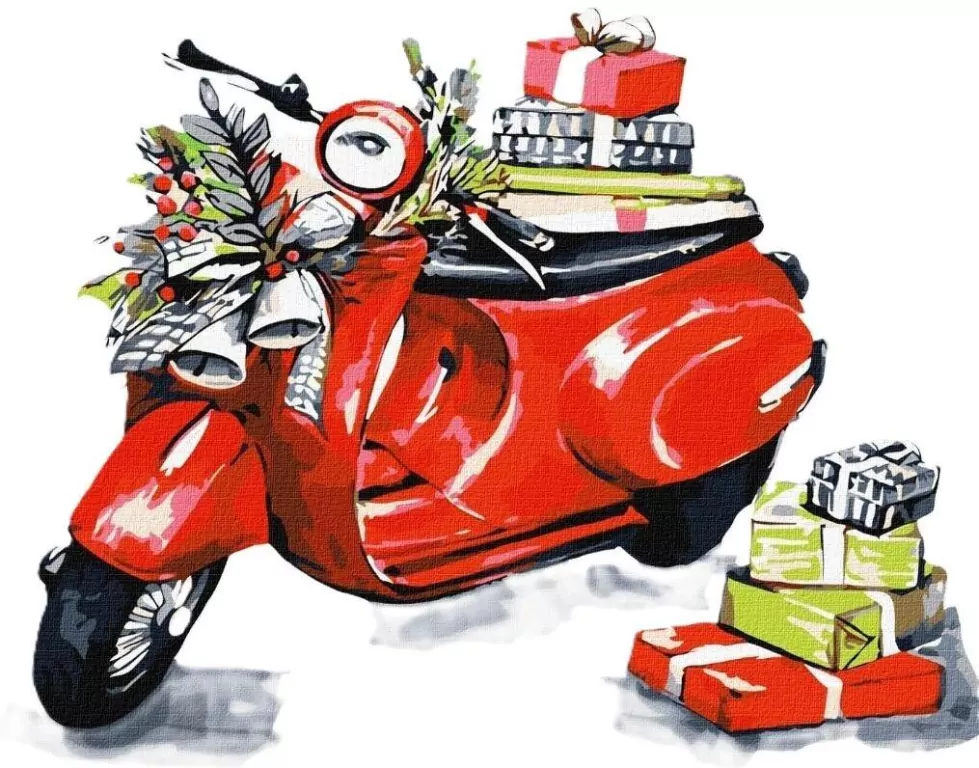 Malowanie po numerach - Świąteczny motocykl 30x30 - tantis.pl