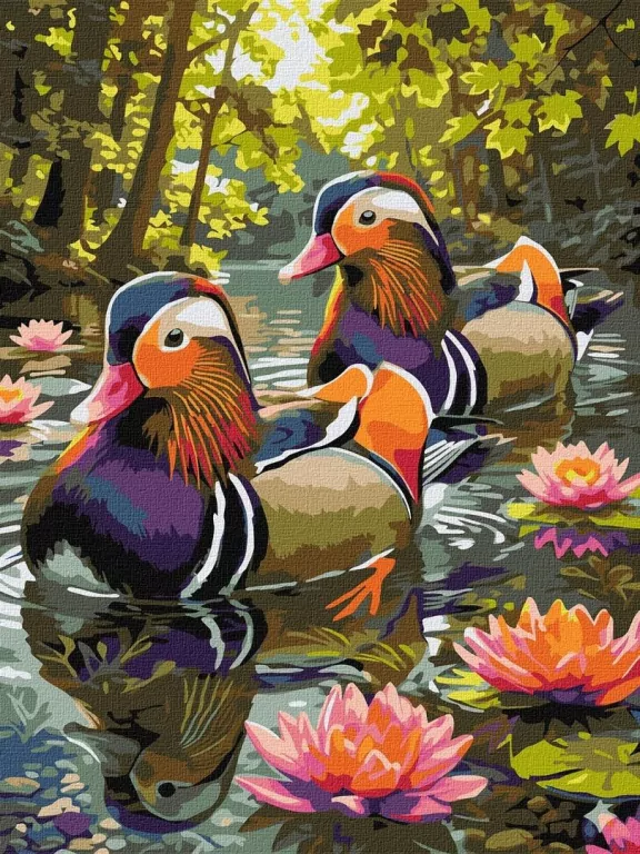 Malowanie po numerach - Kaczki 30x40cm - tantis.pl