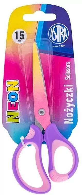 Nożyczki szkolne ergonomiczne 15 cm. Astrakids. Neon - tantis.pl