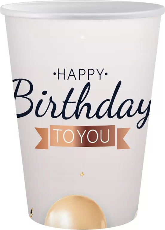 Kubeczki papierowe Happy Birthday 250ml 6szt - tantis.pl