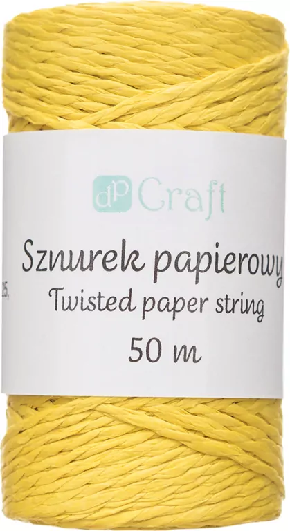 DpCraft. Sznurek papierowy skręcany żółty, 50m - tantis.pl