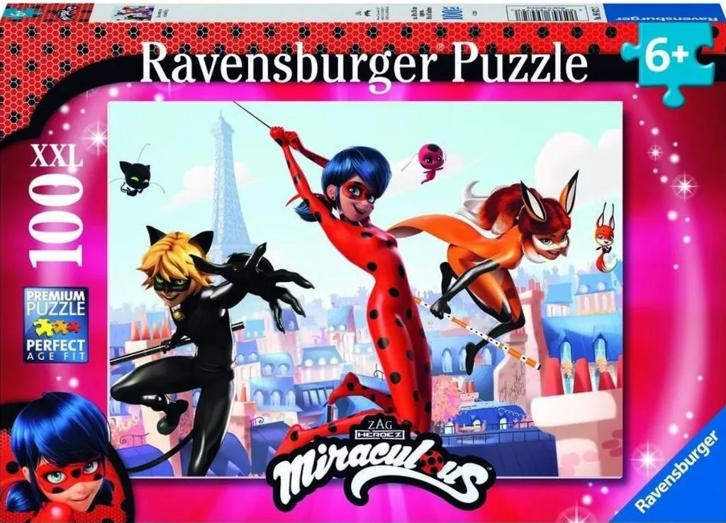 Puzzle XXL 100 Biedronka i czarny kot - tantis.pl