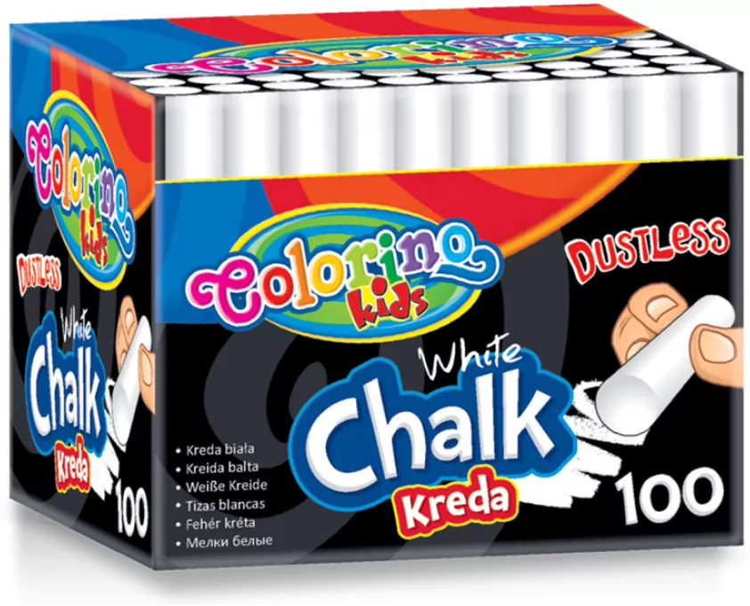 Kreda biała. Colorino Kids bezpyłowa, 100 sztuk - tantis.pl