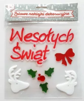 Żelowe naklejki dekoracyjne - BN Wesołych Świąt