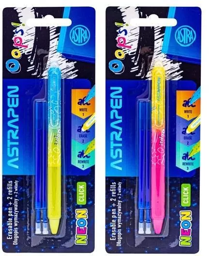 Długopis wymazywalny 0,5mm + 2 wkłady Neon - tantis.pl
