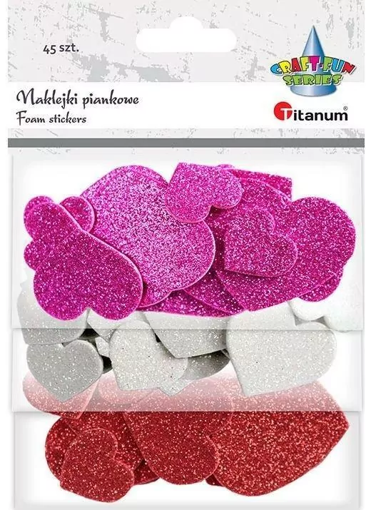 Naklejki piankowe serca 45 sztuk, mix - tantis.pl