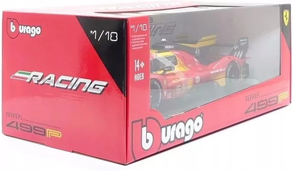 BBurago. Ferrari Racing 499P LMH Red #51 1:18 - tantis.pl