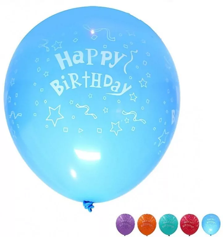 Balon Happy Birthday świecący 30cm 5szt PARTY GO - tantis.pl
