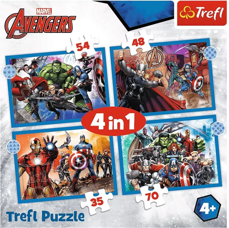 Puzzle 4w1. Odważni Avengersi TREFL 34386 - tantis.pl