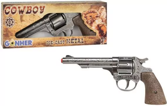 Metalowy rewolwer kowbojski 8 naboi - tantis.pl