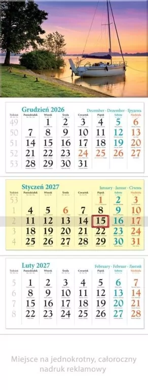 Kalendarz 2027 trójdzielny Mazury - tantis.pl