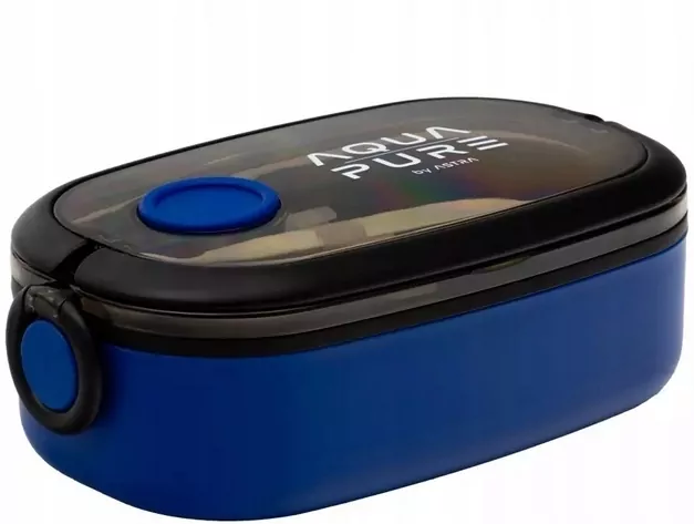 Śniadaniówka Aqua Pure + sztućce blue/black ASTRA - tantis.pl