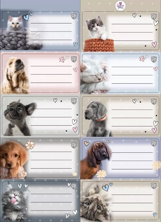 Naklejki na zeszyty pasek The Sweet Pets - tantis.pl