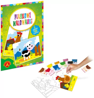 Piaskowe malowanki. Krowa i kura