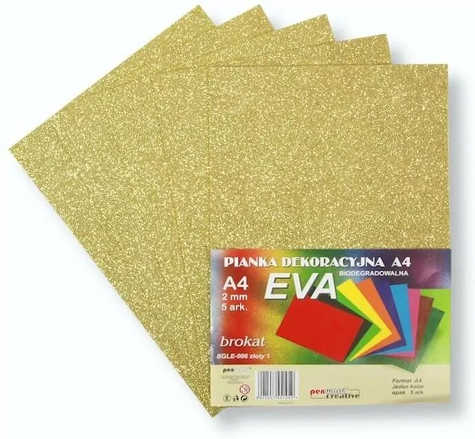 Pianka brokatowa A4 Eva złota biodegrad. 5szt - tantis.pl