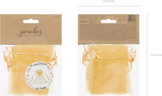 Woreczki z organzy złoty 10cm - tantis.pl