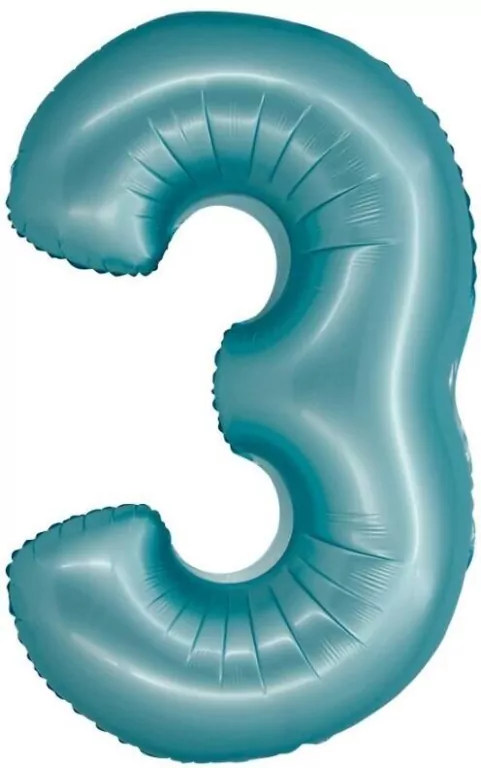 Balon foliowy Smart cyfra 3 niebieski matowy 76cm - tantis.pl