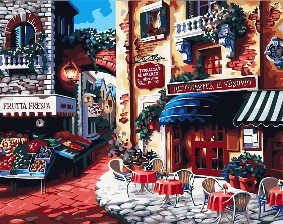 Malowanie po numerach. Włoski rynek 40x50cm - tantis.pl