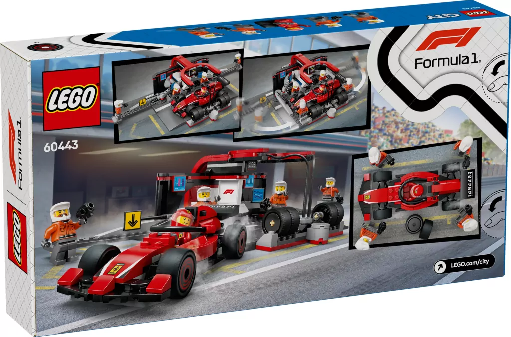 LEGO® F1® Pit stop i mechanicy z bolidem Ferrari 60443 - tantis.pl