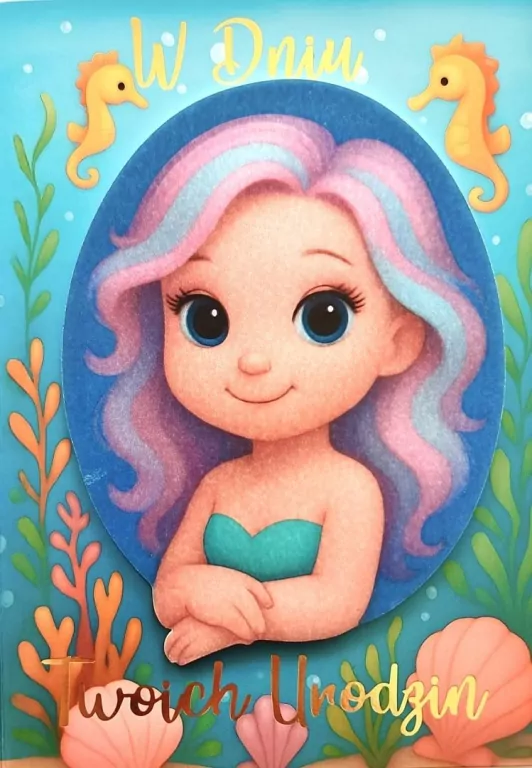 Karnet Urodziny dziewczynki syrenka - tantis.pl