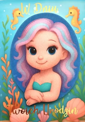 Karnet Urodziny dziewczynki syrenka