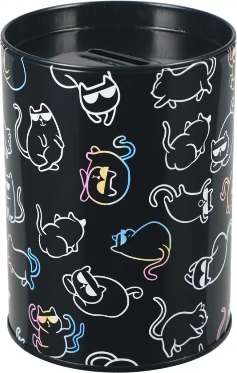 Skarbonka metalowa okrągła Kitty holograf - tantis.pl