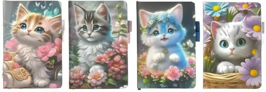 Notes C6 80K z gumką linia Kotek mix - tantis.pl