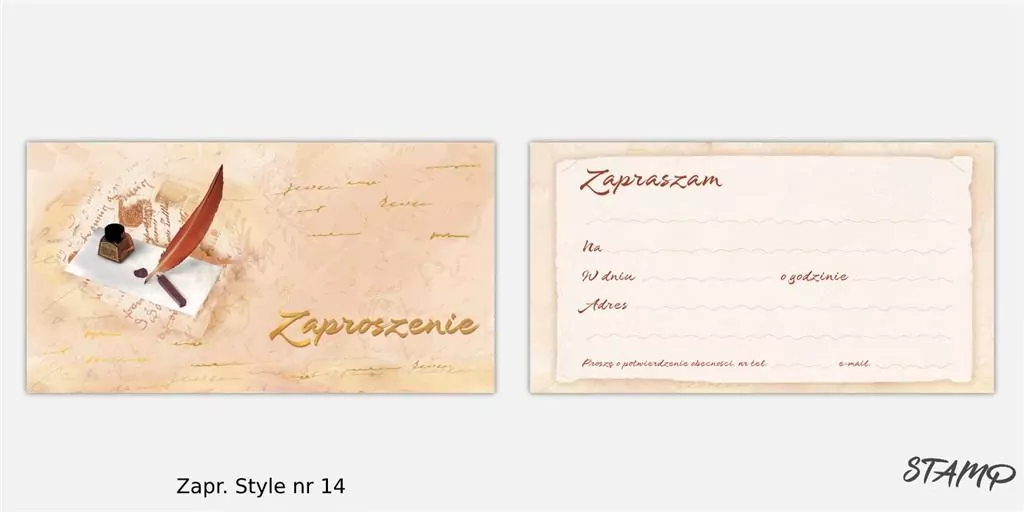 Zaproszenia Style wzór nr 14 10szt - tantis.pl