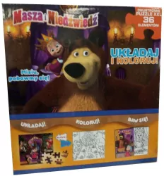 Masza i niedźwiedź. Misiu pobawmy się! Układaj i koloruj