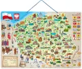 Mapa magnetyczna Polski ze zdjęciami i grą planszową 3w1 91234 Woody - tantis.pl