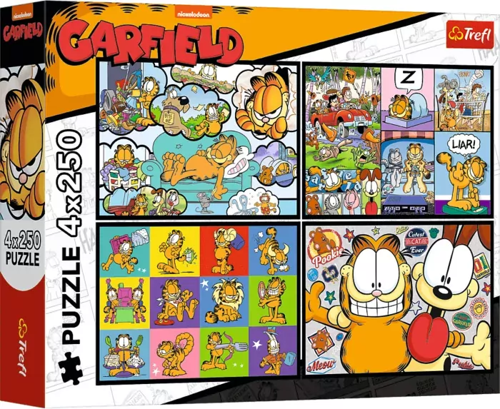 Puzzle 4x250 Garfield nie lubi poniedziałków TREFL - tantis.pl