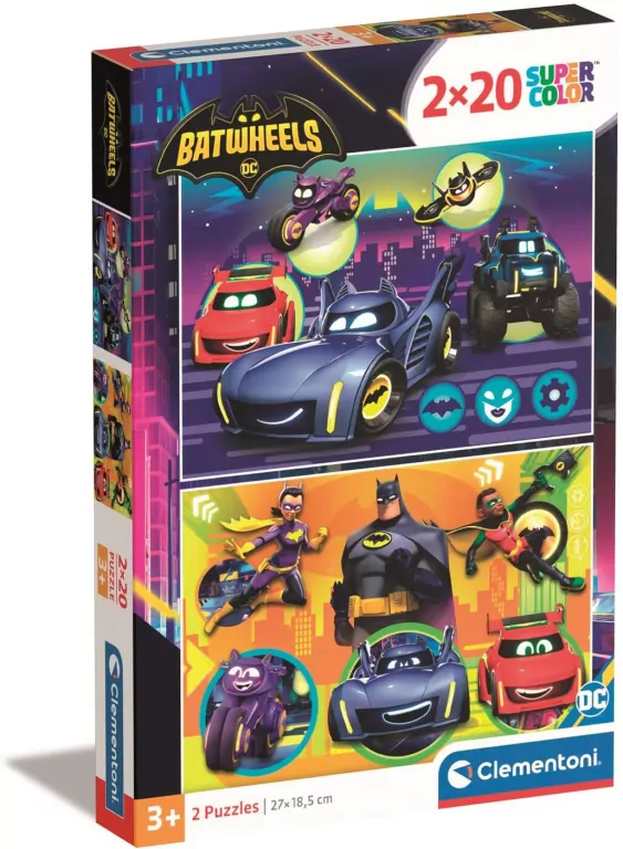 Clementoni. Puzzle 2x20. Super Kolor Batwheels - tantis.pl