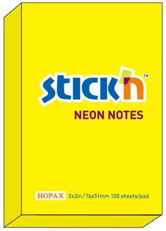 Notes samoprzylepny 76x51 mm żółty neon 100 kartek - tantis.pl