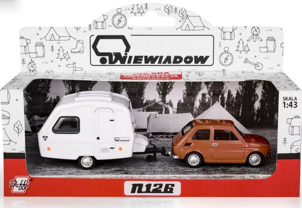 Fiat 126p + przyczepa Niewiadów Kemping brązowy - tantis.pl