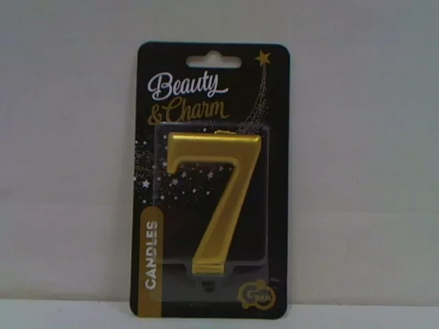 Świeczka cyferka 7 Beauty&Charm metalik złota 8cm - tantis.pl