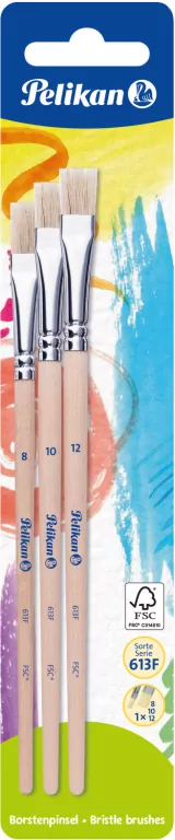 Pelikan. Pędzel płaski 613f (8,10,12), 3 sztuk - tantis.pl