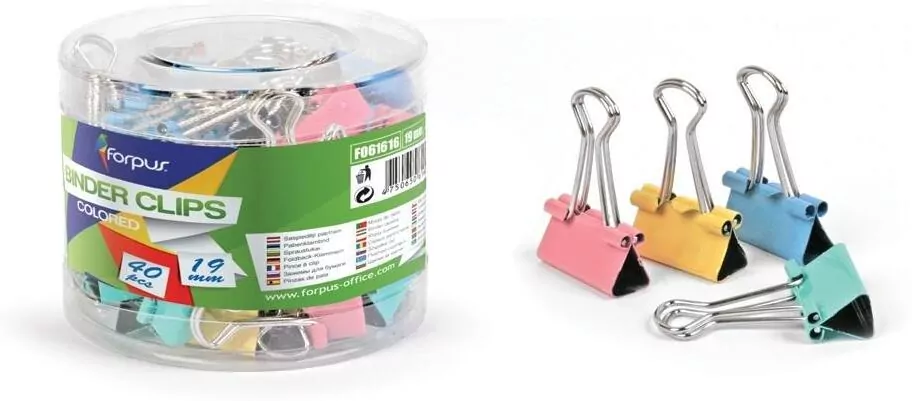 Klipy biurowe 19mm kolorowe pastel 40szt - tantis.pl