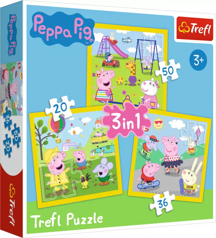 Trefl. Puzzle 3w1. Świnka Peppa. Wesoły dzień - tantis.pl