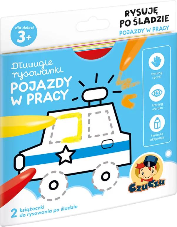 Pojazdy, Rysuję po śladzie. Dłuuugie rysowanki, CzuCzu. - tantis.pl